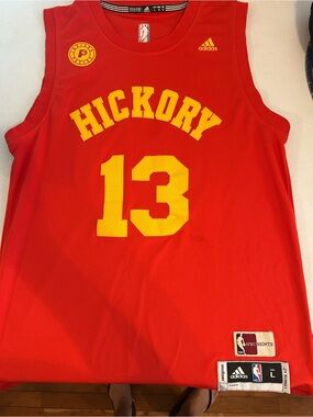 adidas Red Hickory #13 Basketball Jersey with Yellow Lettering